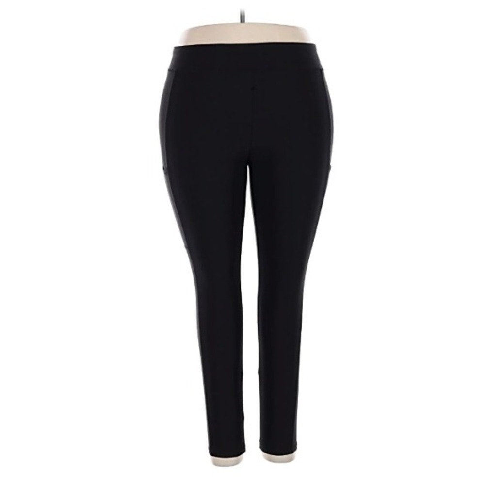 Adore Me Womens‎ Black Faux Suede Panel High Waisted Leggings Size 0X ADM108X